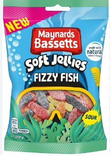 Maynards Bassetts Soft Jellies Fizzy Fish - British