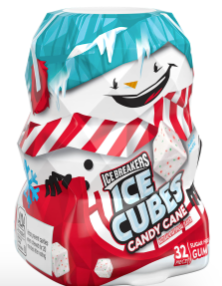 Ice Breaker Candy Cane Gum Snowman Bottle